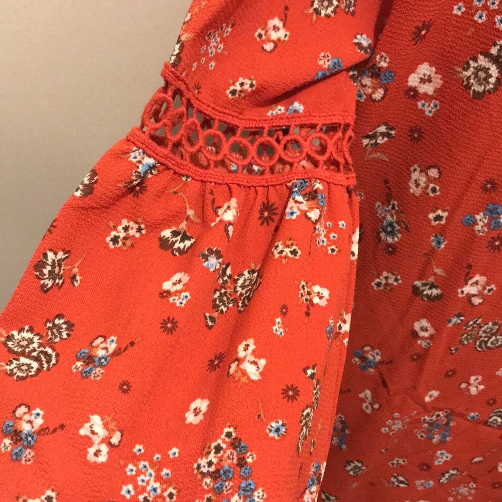 E) NOBO Floral Rust Colored Open-Front 
One-Piece Cardigan - Picture 5 of 11